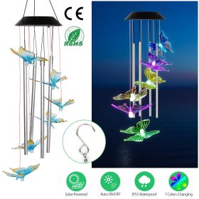Solar Wind Chime Lights Butterfly Lamp 7 Color Changing String Lights (Type: Butterfly)