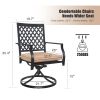 MEOOEM Patio Dining Set  Bistro Set Outdoor Furniture Square Bistro Metal Table Side Table and Swivel Dining Chairs with Cushion