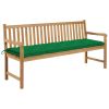 Garden Bench with Green Cushion 68.9" Solid Teak Wood