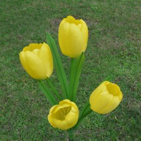 LED Tulip Flower Stake Light Solar Energy Rechargeable Garden Patio Pathway (Color: Yellow)