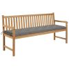 Garden Bench with Gray Cushion 68.9" Solid Teak Wood