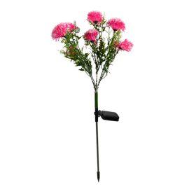 LED Dandelion Flower Stake Light Solar Energy Rechargeable for Outdoor Garden (Color: Pink)