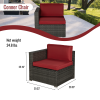 Outdoor Garden Patio Furniture 5-Piece Brown PE Rattan Wicker Sectional Cushioned Sofa Sets