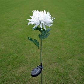 LED Chrysanthemum Flower Stake Light Solar Energy Rechargeable for Outdoor Garden (Color: White)
