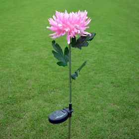 LED Chrysanthemum Flower Stake Light Solar Energy Rechargeable for Outdoor Garden (Color: Pink)
