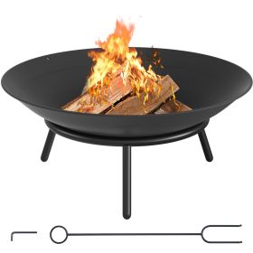 Outdoor Recreation Dinning Barbeque 2-in-1 Heating & BBQ Fire Pit (Color: Black 22in)