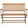Garden Bench with Cushion 47.2" Solid Acacia Wood