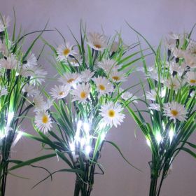 Garden Patio LED Daisy Flower Stake Outdoor Pathway (Color: White)