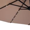 15FT Patio Double-Sided Umbrella with Solar LED Lights, Outdoor Market Umbrella with 48 Solar Powered LED Lights & Crank