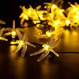 Solar Powered DragonFly LED Light String (Style: Bright White)