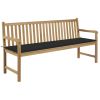 Garden Bench with Black Cushion 68.9" Solid Teak Wood