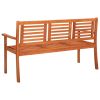 3-Seater Garden Bench with Cushion 59.1" Solid Eucalyptus Wood