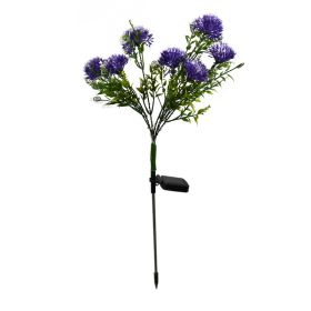 LED Dandelion Flower Stake Light Solar Energy Rechargeable for Outdoor Garden (Color: Purple)