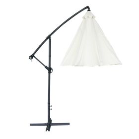 Full Iron Outdoor Adjustable Offset Cantilever Hanging Patio Umbrella (Color: Beige)