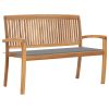 Stacking Garden Bench with Cushion 50.6" Solid Teak Wood