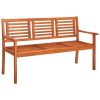 3-Seater Garden Bench with Cushion 23.3" Solid Eucalyptus Wood