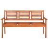 3-Seater Garden Bench with Cushion 23.3" Solid Eucalyptus Wood