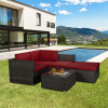 Outdoor Garden Patio Furniture 5-Piece Brown PE Rattan Wicker Sectional Cushioned Sofa Sets